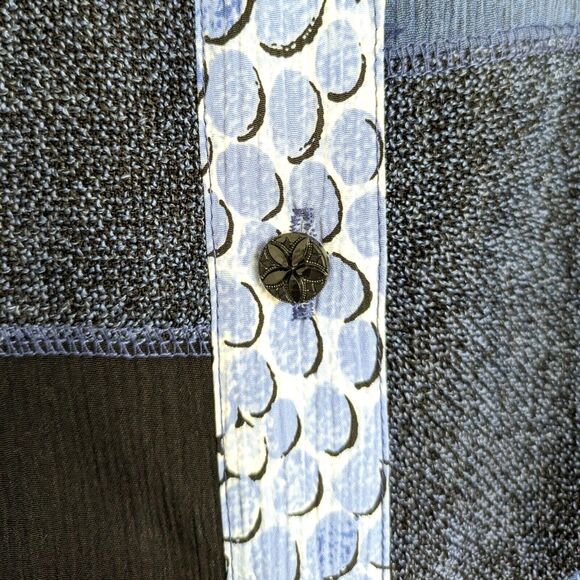 Allison Daley Women's Size 16 Button Down Blouse Blue Patchwork Embroidered - Picture 6 of 12